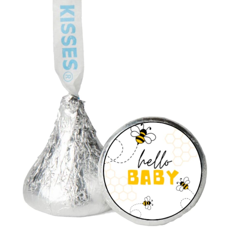 Hello Baby Kisses Candy Stickers | 100ct|Bumble Bee Theme Favors|Shower Favors